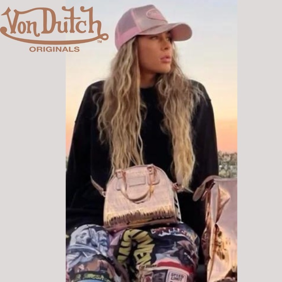 Von Dutch Small Reflective Bowling Bag BB0015 Rose Gold - Picture 1 of 16